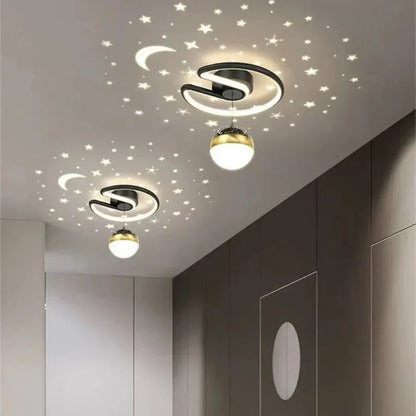 Plafonnier LED encastrable à intensité variable avec projection ciel étoilé pour chambres et couloirs | Luminaire rond en aluminium | 25 cm de diamètre