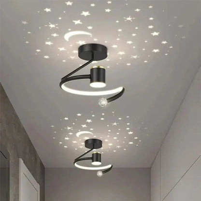 Plafonnier LED encastrable à intensité variable avec projection ciel étoilé pour chambres et couloirs | Luminaire rond en aluminium | 25 cm de diamètre