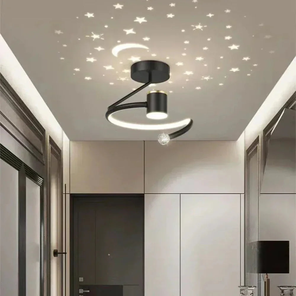 Plafonnier LED encastrable à intensité variable avec projection ciel étoilé pour chambres et couloirs | Luminaire rond en aluminium | 25 cm de diamètre
