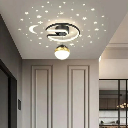 Plafonnier LED encastrable à intensité variable avec projection ciel étoilé pour chambres et couloirs | Luminaire rond en aluminium | 25 cm de diamètre