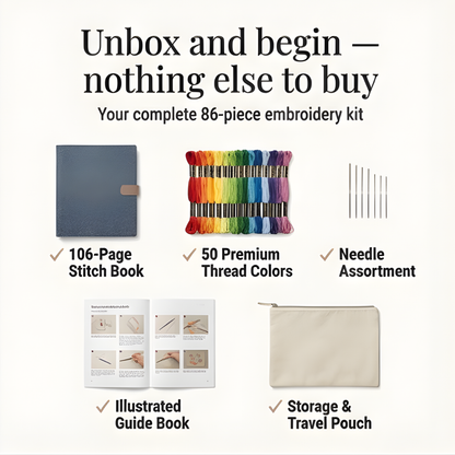 Embroidery Step-by-Step Book Set with 106 Stitches for Linen Pages