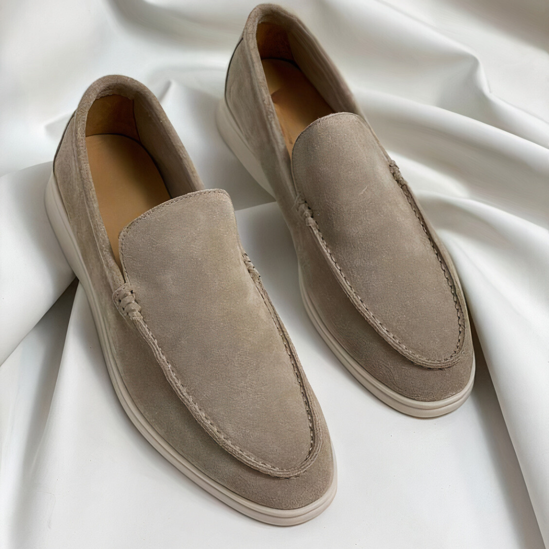 Men's Suede Slip-On Loafers Premium Leather Lined Casual Dress Shoes Round Toe Flat Oxford for Work Office Everyday