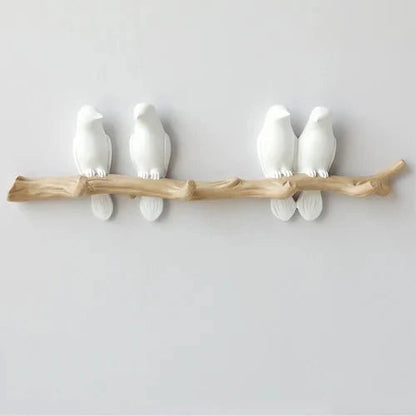 Bird Hook Wall Mounted Coat Rack Resin Decorative Entryway Hanger for Coats Hats Bags Bedroom Hallway Office Organizer