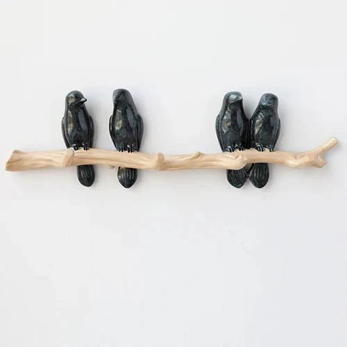 Bird Hook Wall Mounted Coat Rack Resin Decorative Entryway Hanger for Coats Hats Bags Bedroom Hallway Office Organizer