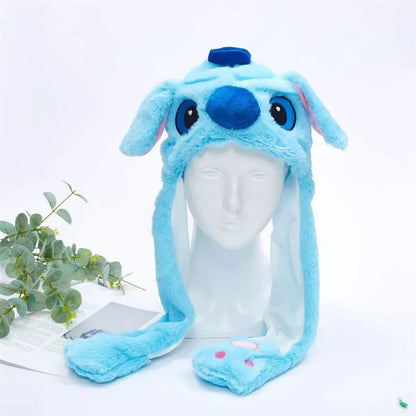 Plush Hat with Pop-Up Ears for Kids & Adults – Interactive Cosplay Beanie with Squeeze Paws | Fun Winter Accessory for Parties, Christmas
