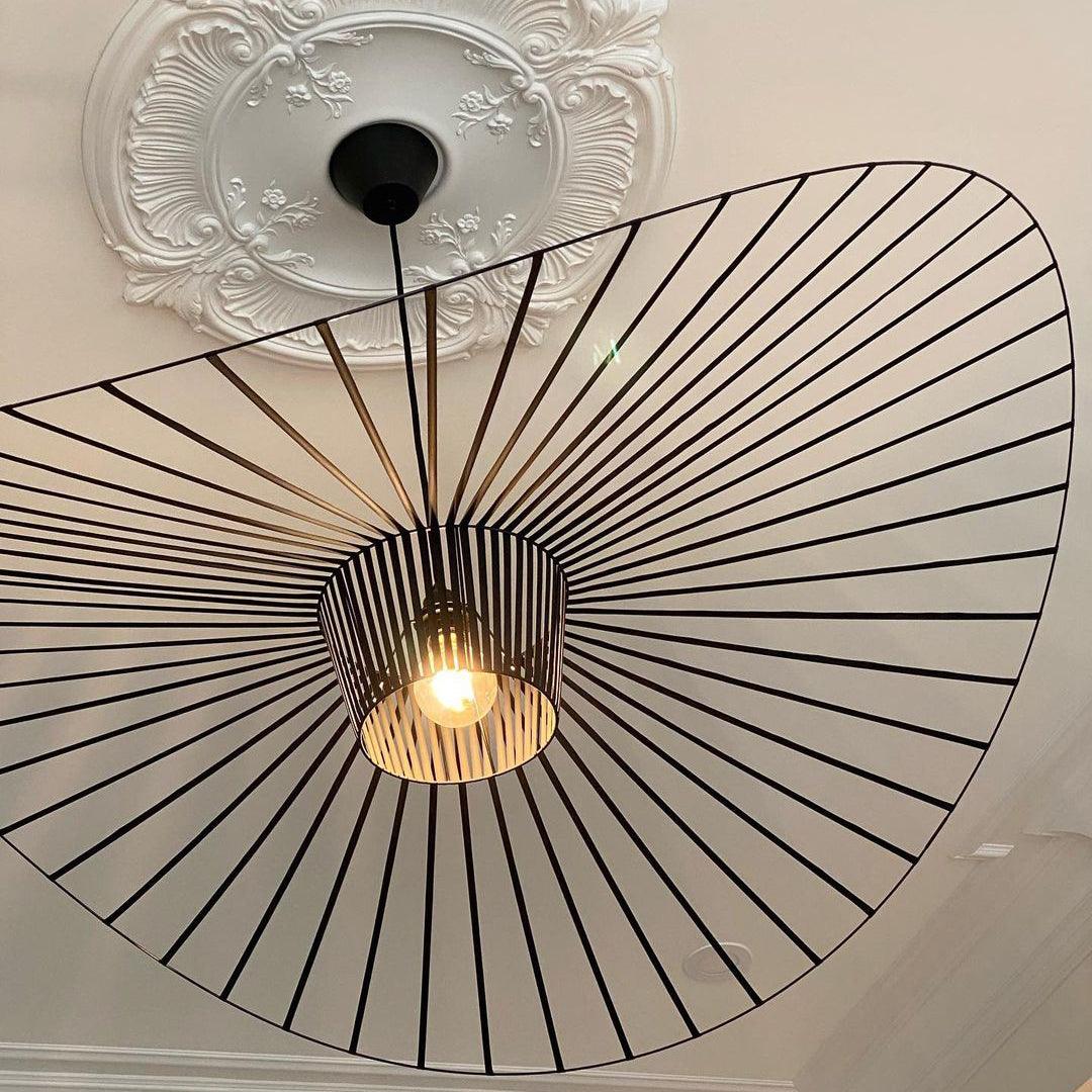 Oversized Woven Ceiling Fixture 47 in Black for Dining & Living Rooms Statement Lighting Above Tables Modern Handcrafted Fiber Shade