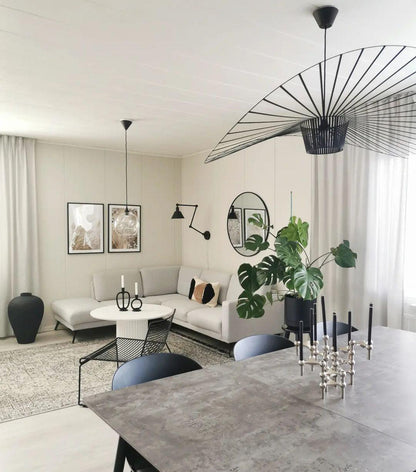 Oversized Woven Ceiling Fixture 47 in Black for Dining & Living Rooms Statement Lighting Above Tables Modern Handcrafted Fiber Shade