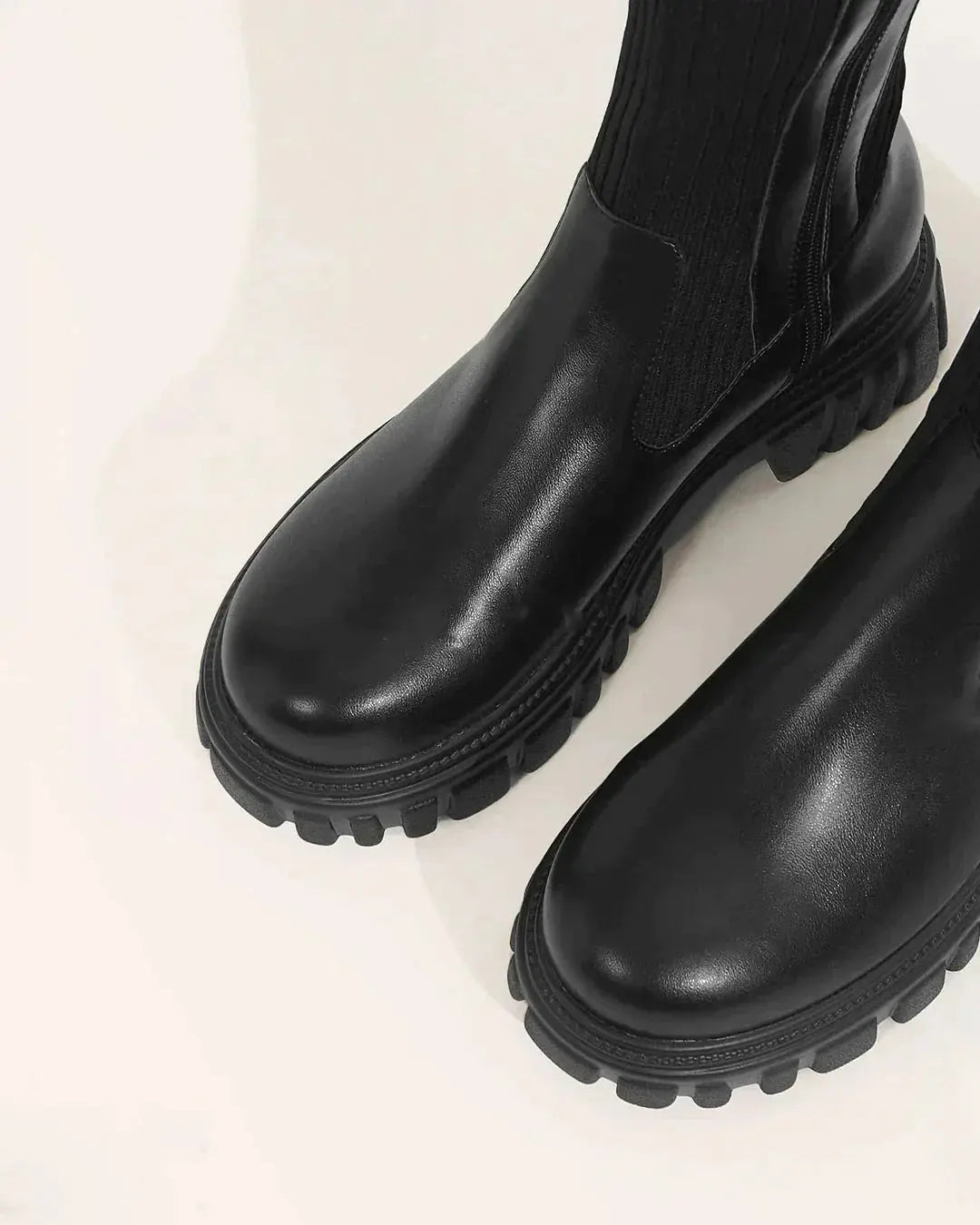 Women's Knee-High Fabric Boots Flexible Knit Upper Slip-On Design Fall Winter Footwear for Casual & Dressy Outfits