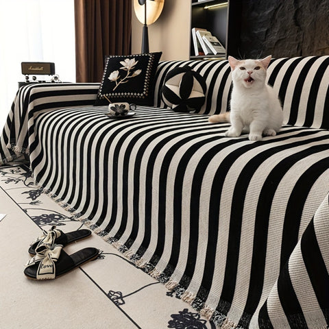 Housse de canapé Sierr – Design chenille rayé, élégance intemporelle