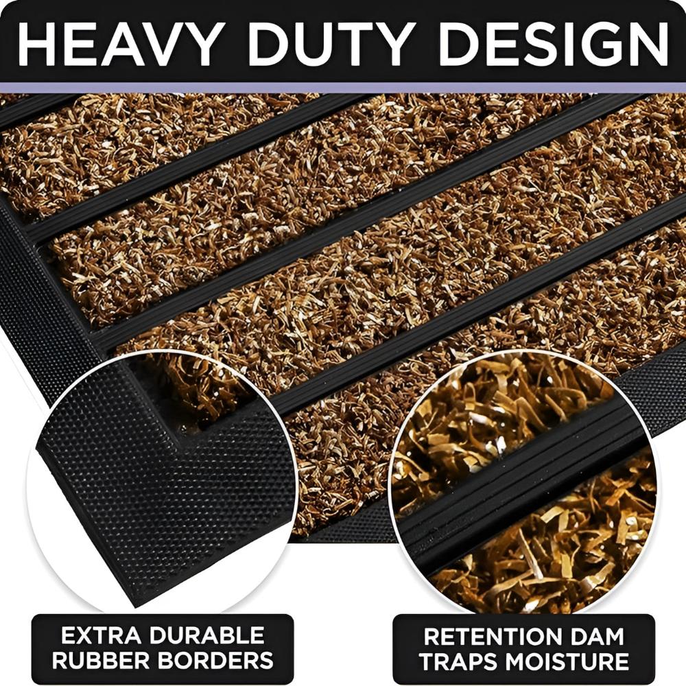 Strive Welcome Mat - Durable Rubber and Grass Fiber, Non-Slip