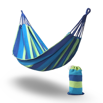 Hamac double pour terrasse et camping – Coton robuste, capacité de 204 kg, avec sac de transport et cordes pour la détente dans le jardin