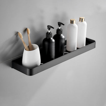 Stylish Black Stainless Steel Bathroom Rack with Multiple Shelf Sizes | Durable Metal Design for Organized Storage