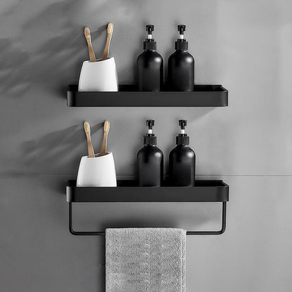 Stylish Black Stainless Steel Bathroom Rack with Multiple Shelf Sizes | Durable Metal Design for Organized Storage