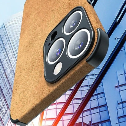 Protective Suede-Textured iPhone Case with Raised Edges and Camera Guard for iPhone 12-17 Series