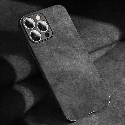 Protective Suede-Textured iPhone Case with Raised Edges and Camera Guard for iPhone 12-17 Series