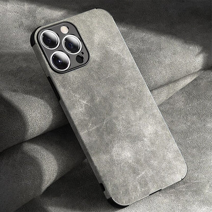 Protective Suede-Textured iPhone Case with Raised Edges and Camera Guard for iPhone 12-17 Series