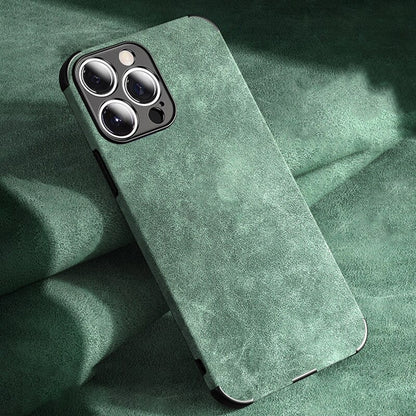 Protective Suede-Textured iPhone Case with Raised Edges and Camera Guard for iPhone 12-17 Series