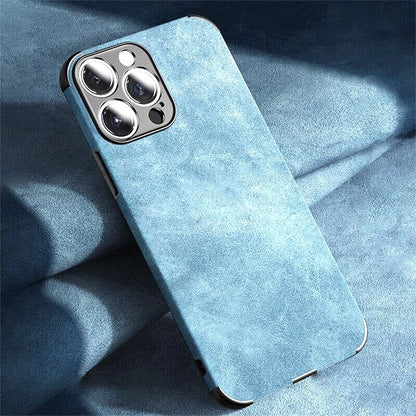 Protective Suede-Textured iPhone Case with Raised Edges and Camera Guard for iPhone 12-17 Series