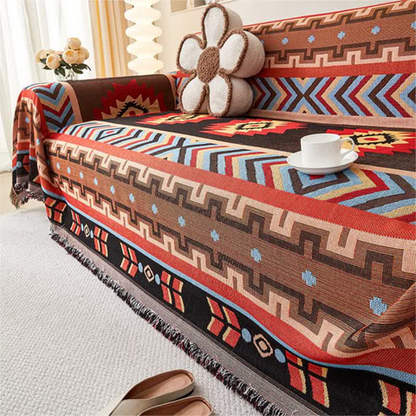 Housse de canapé Breez - Mélange respirant de polyester et coton, motif géométrique bohème