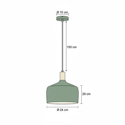 Overhead Drop Ceiling Fixture 9.4 Inch Shade Aluminum E27 Socket Green for Dining Room Kitchen Island Scandinavian Style Hanging Lamp