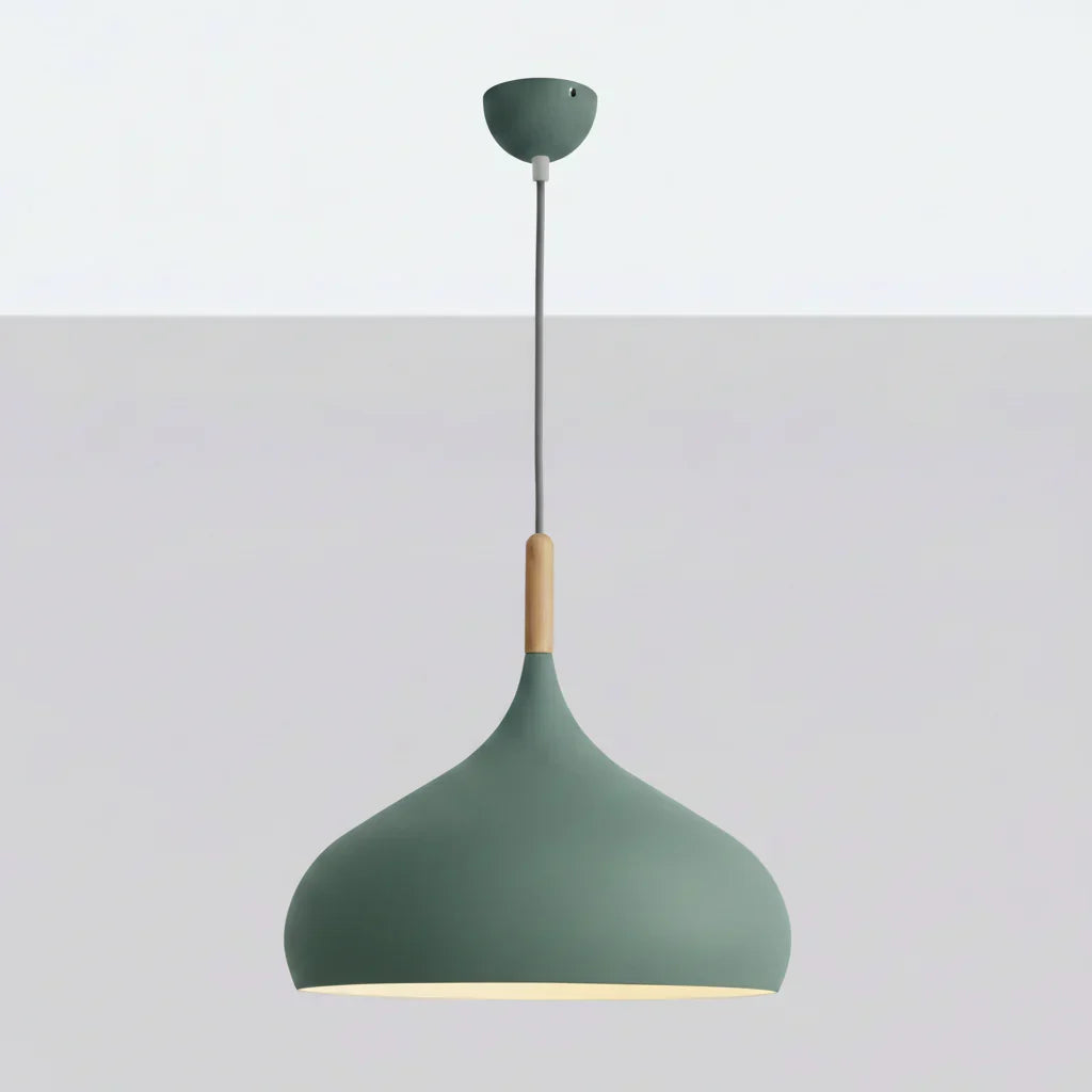 Overhead Drop Ceiling Fixture 9.4 Inch Shade Aluminum E27 Socket Green for Dining Room Kitchen Island Scandinavian Style Hanging Lamp