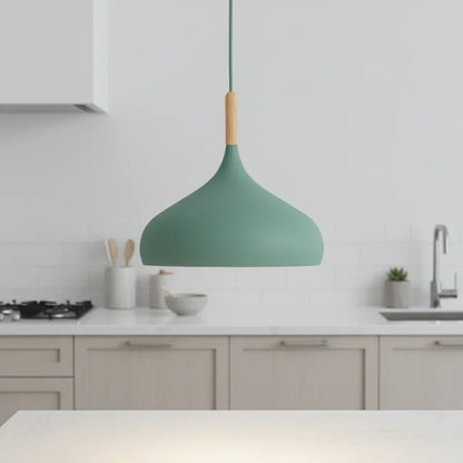 Overhead Drop Ceiling Fixture 9.4 Inch Shade Aluminum E27 Socket Green for Dining Room Kitchen Island Scandinavian Style Hanging Lamp