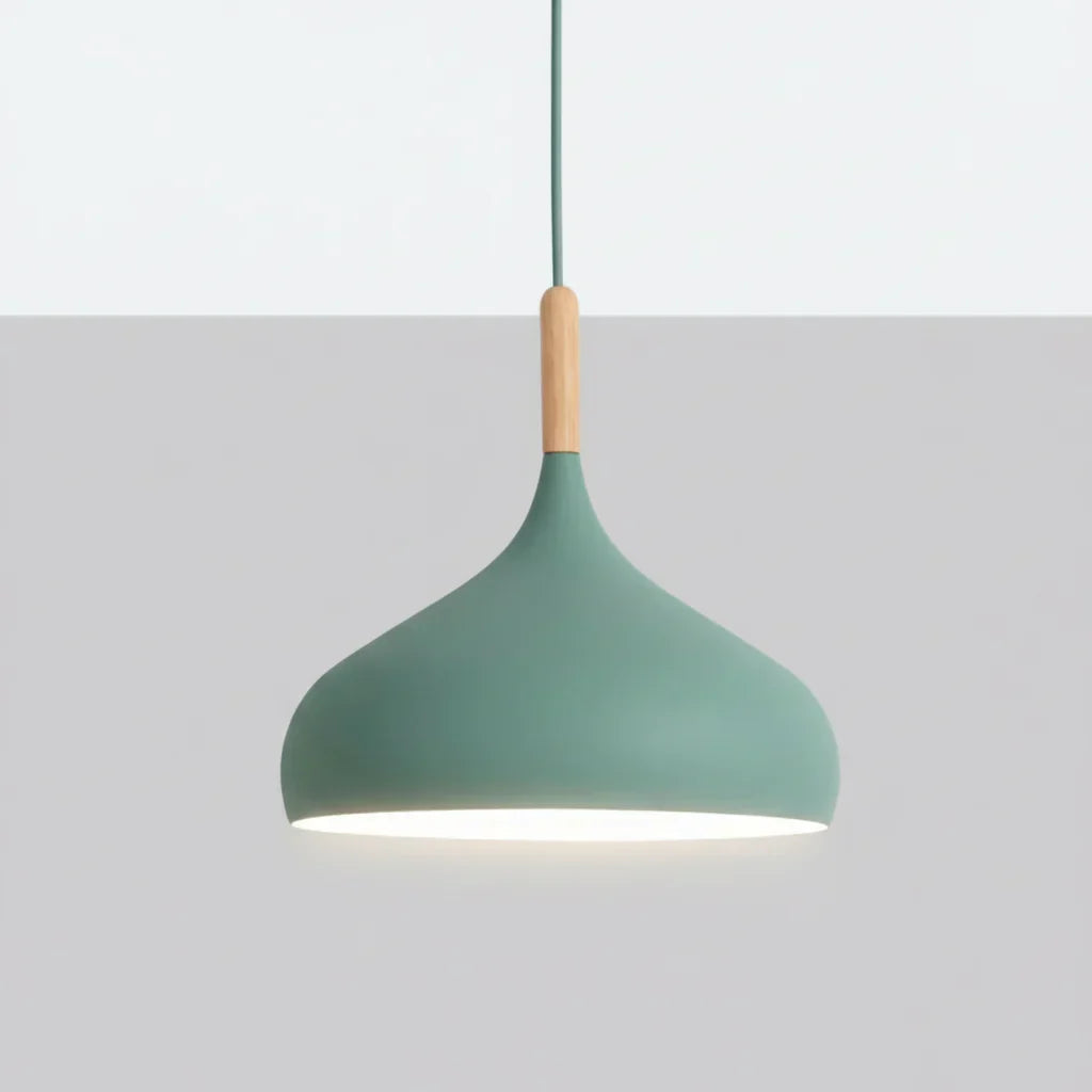 Overhead Drop Ceiling Fixture 9.4 Inch Shade Aluminum E27 Socket Green for Dining Room Kitchen Island Scandinavian Style Hanging Lamp