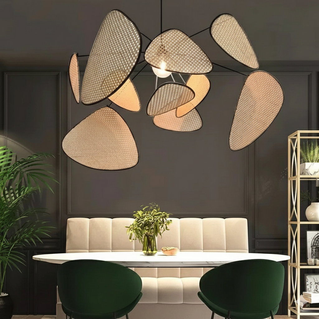 Woven Rattan Hanging Lamp 47 in Oval Natural Fiber Ceiling Fixture E27 Socket Adjustable Cord Dining Room Bedroom Boho Scandinavian Japandi