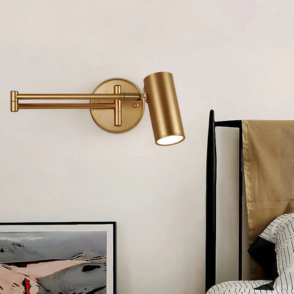 Swivel-Arm LED Wall Light with Extending Bracket for Bedroom Hallway Reading Nook Task Lighting Modern Dimmable Fixture Gold Black