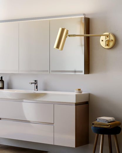 Swivel-Arm LED Wall Light with Extending Bracket for Bedroom Hallway Reading Nook Task Lighting Modern Dimmable Fixture Gold Black