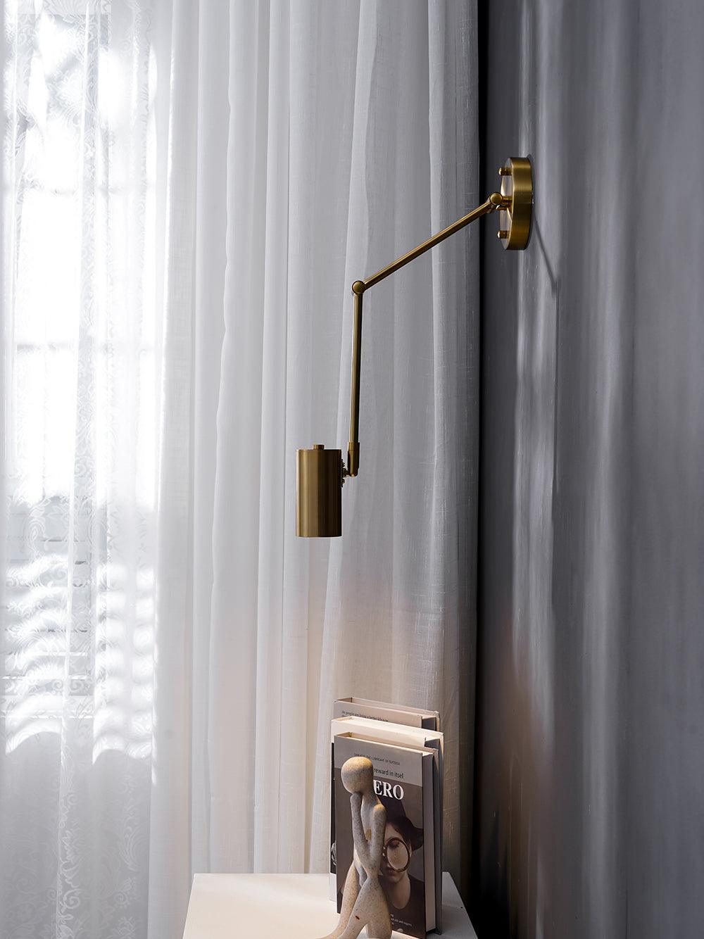 Swivel-Arm LED Wall Light with Extending Bracket for Bedroom Hallway Reading Nook Task Lighting Modern Dimmable Fixture Gold Black