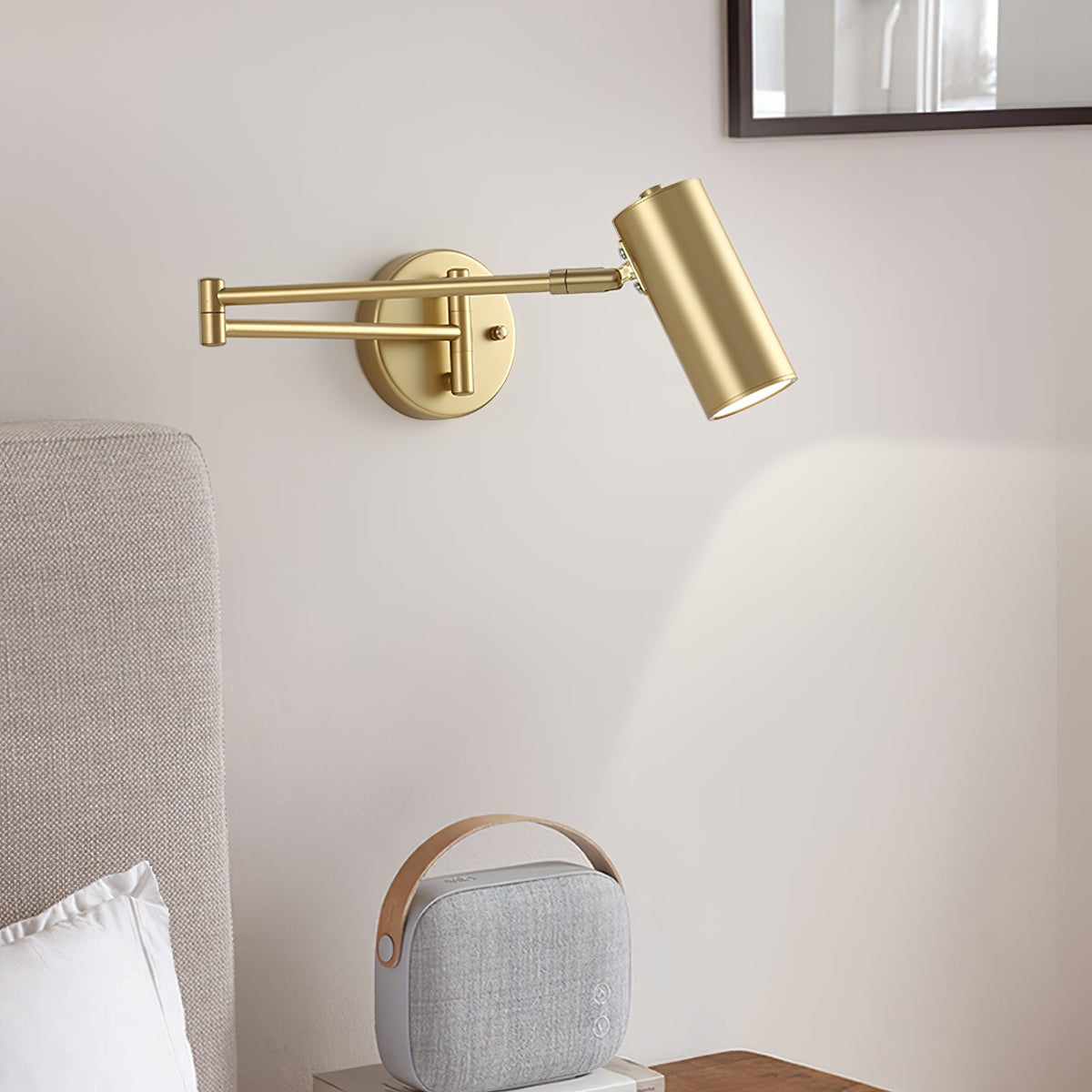 Swivel-Arm LED Wall Light with Extending Bracket for Bedroom Hallway Reading Nook Task Lighting Modern Dimmable Fixture Gold Black