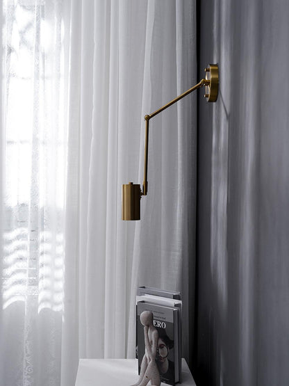 Swivel-Arm LED Wall Light with Extending Bracket for Bedroom Hallway Reading Nook Task Lighting Modern Dimmable Fixture Gold Black