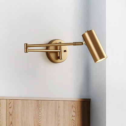 Swivel-Arm LED Wall Light with Extending Bracket for Bedroom Hallway Reading Nook Task Lighting Modern Dimmable Fixture Gold Black