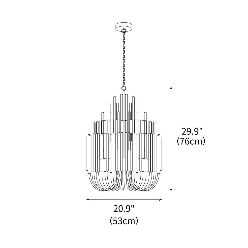 Round Tiered Wood and Metal Ceiling Light for Dining Room, Living Room and Bedroom – Adjustable Pendant with Whitewash Finish – 6 to 18 Arms