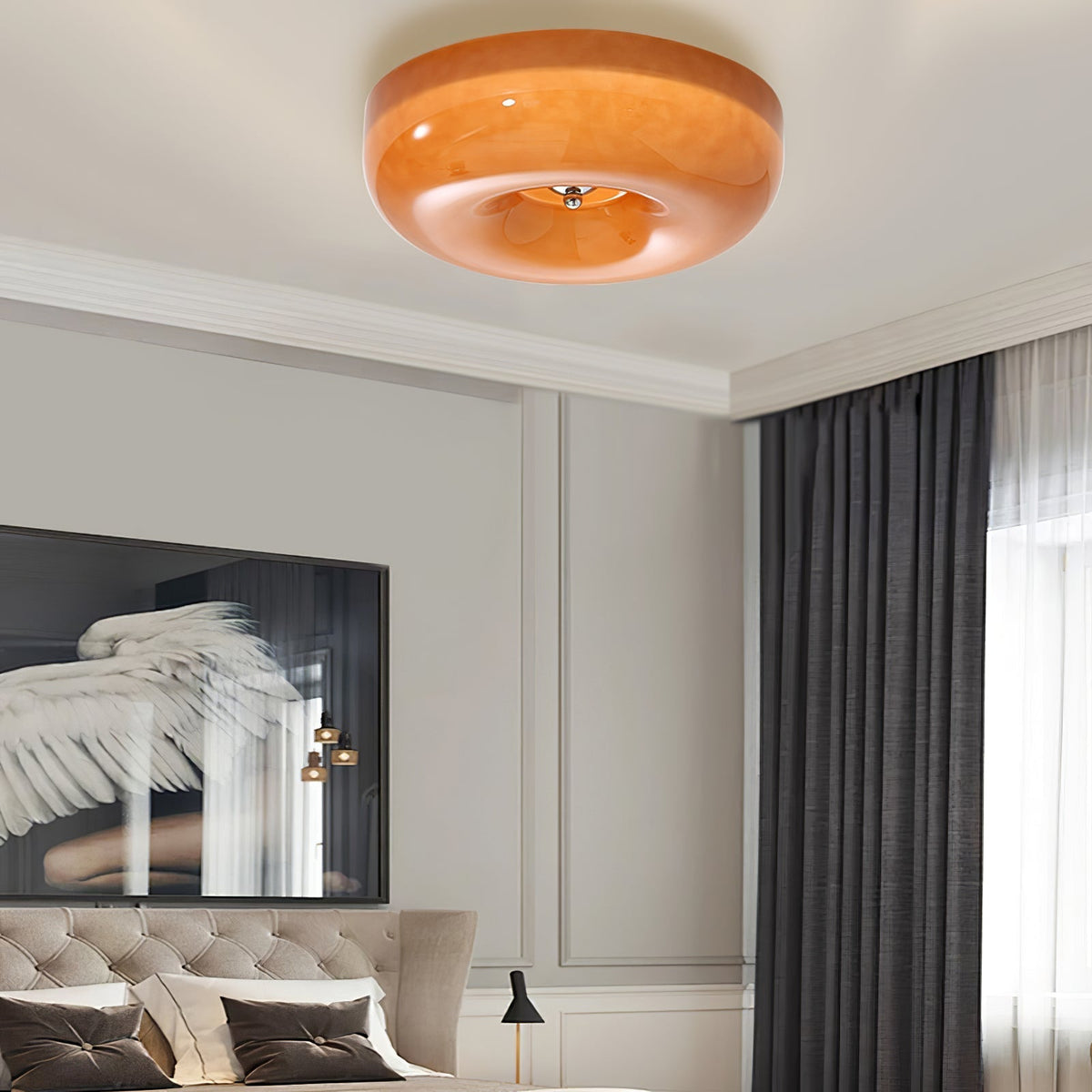 Round Glass Flush Mount LED Light Fixture – Adjustable 3000K/4000K/6000K Integrated Overhead Lighting for Bedrooms, Hallways & Low-Ceiling L