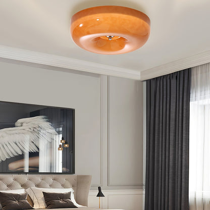 Round Glass Flush Mount LED Light Fixture – Adjustable 3000K/4000K/6000K Integrated Overhead Lighting for Bedrooms, Hallways & Low-Ceiling L