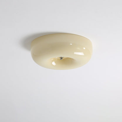 Round Glass Flush Mount LED Light Fixture – Adjustable 3000K/4000K/6000K Integrated Overhead Lighting for Bedrooms, Hallways & Low-Ceiling L