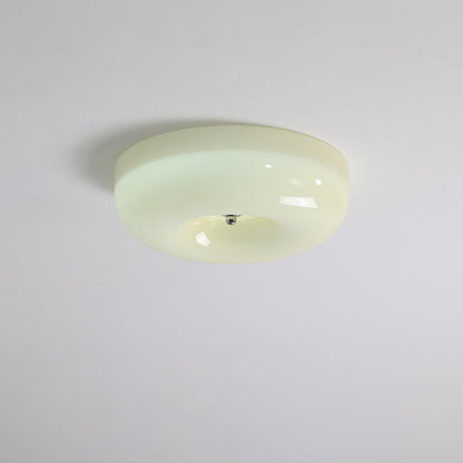Swirled Glass Flush Mount Ceiling Light with Integrated LED – Chrome Finish – Dimmable Warm White – Modern Ceiling Lamp for Bedroom Living