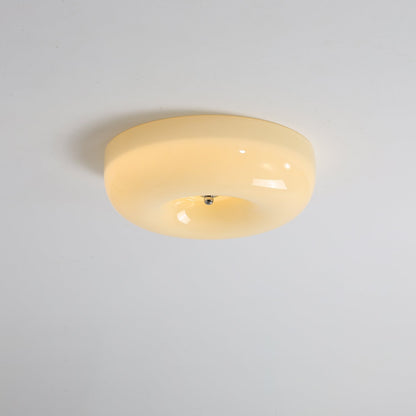 Round Glass Flush Mount LED Light Fixture – Adjustable 3000K/4000K/6000K Integrated Overhead Lighting for Bedrooms, Hallways & Low-Ceiling L