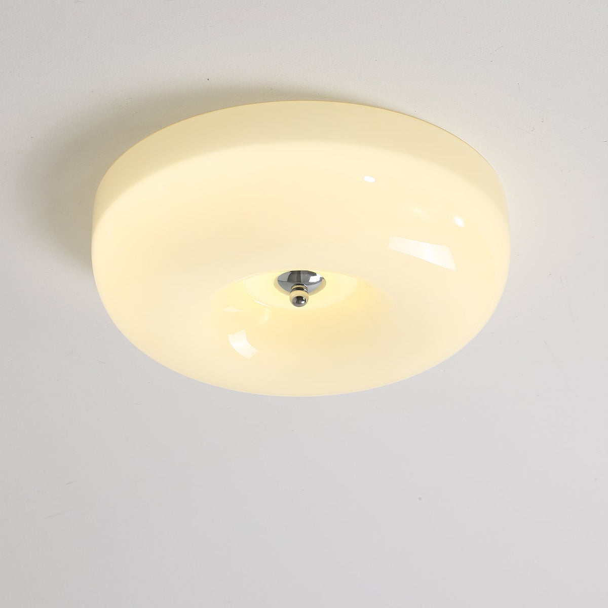 Round Glass Flush Mount LED Light Fixture – Adjustable 3000K/4000K/6000K Integrated Overhead Lighting for Bedrooms, Hallways & Low-Ceiling L