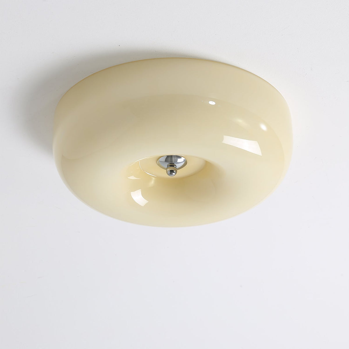 Round Glass Flush Mount LED Light Fixture – Adjustable 3000K/4000K/6000K Integrated Overhead Lighting for Bedrooms, Hallways & Low-Ceiling L