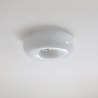 Swirled Glass Flush Mount Ceiling Light with Integrated LED – Chrome Finish – Dimmable Warm White – Modern Ceiling Lamp for Bedroom Living
