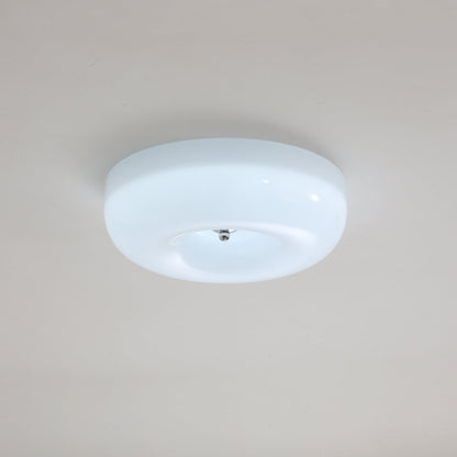 Round Glass Flush Mount LED Light Fixture – Adjustable 3000K/4000K/6000K Integrated Overhead Lighting for Bedrooms, Hallways & Low-Ceiling L