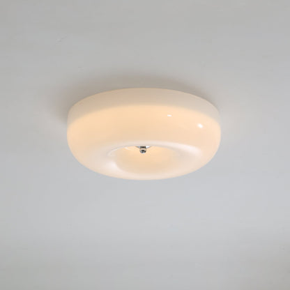 Swirled Glass Flush Mount Ceiling Light with Integrated LED – Chrome Finish – Dimmable Warm White – Modern Ceiling Lamp for Bedroom Living