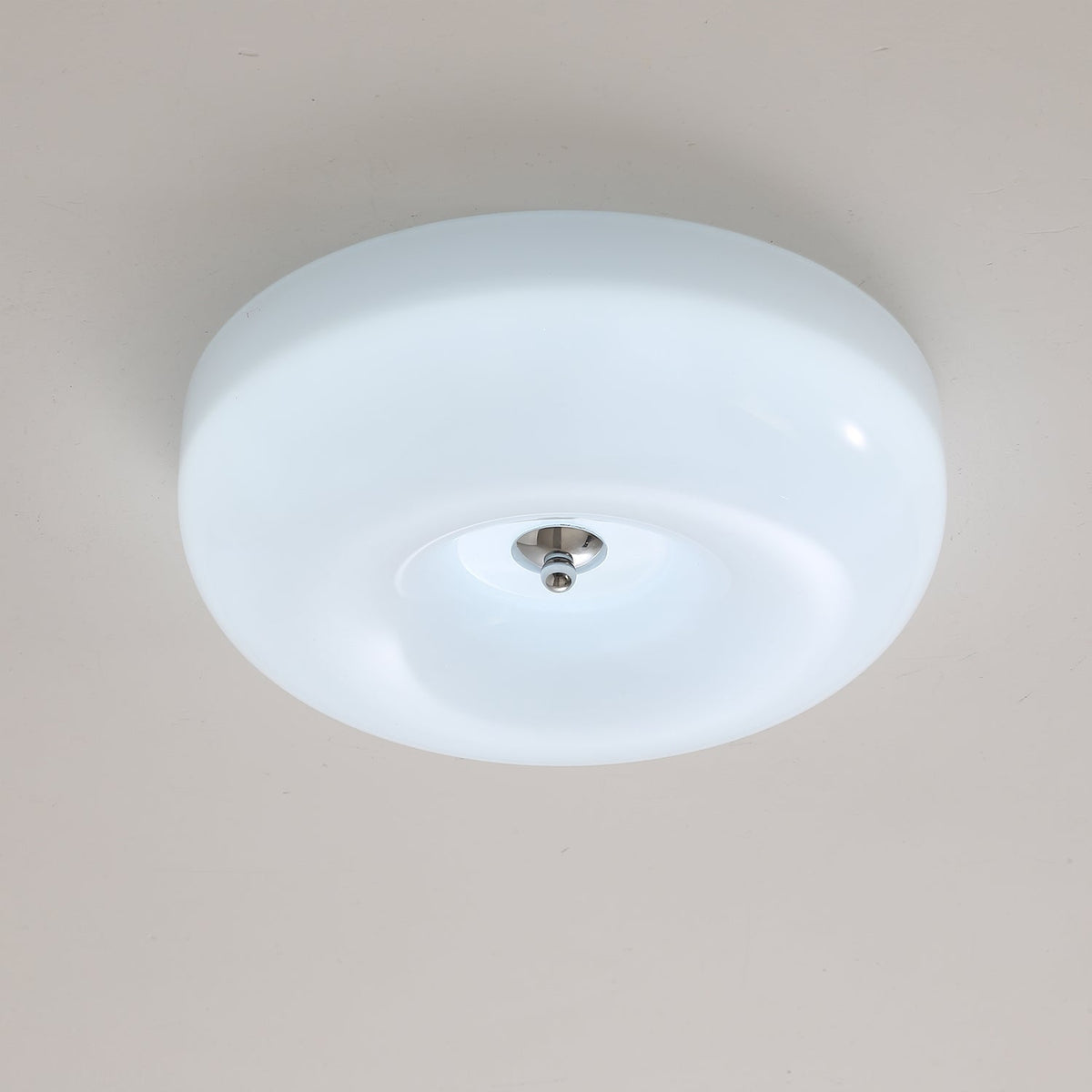 Round Glass Flush Mount LED Light Fixture – Adjustable 3000K/4000K/6000K Integrated Overhead Lighting for Bedrooms, Hallways & Low-Ceiling L