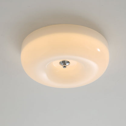 Round Glass Flush Mount LED Light Fixture – Adjustable 3000K/4000K/6000K Integrated Overhead Lighting for Bedrooms, Hallways & Low-Ceiling L