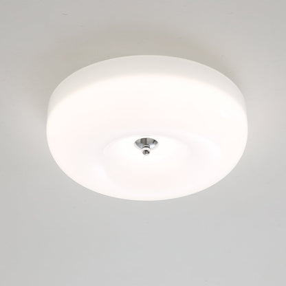 Swirled Glass Flush Mount Ceiling Light with Integrated LED – Chrome Finish – Dimmable Warm White – Modern Ceiling Lamp for Bedroom Living