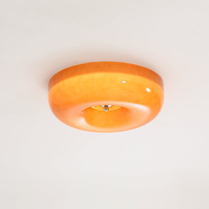 Round Glass Flush Mount LED Light Fixture – Adjustable 3000K/4000K/6000K Integrated Overhead Lighting for Bedrooms, Hallways & Low-Ceiling L