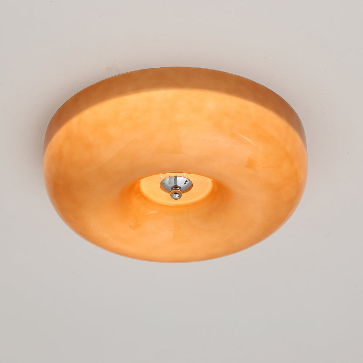 Round Glass Flush Mount LED Light Fixture – Adjustable 3000K/4000K/6000K Integrated Overhead Lighting for Bedrooms, Hallways & Low-Ceiling L